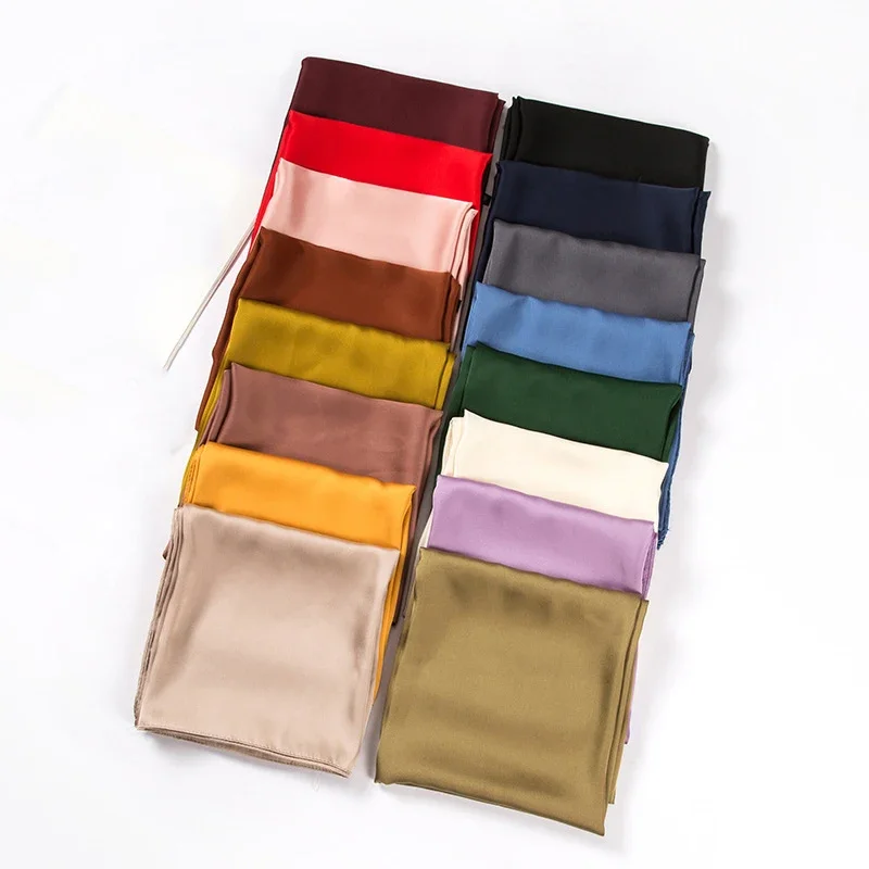 Silk Neck Scarf - 새틴 스카프 여성용 70cm 단색 부드러운