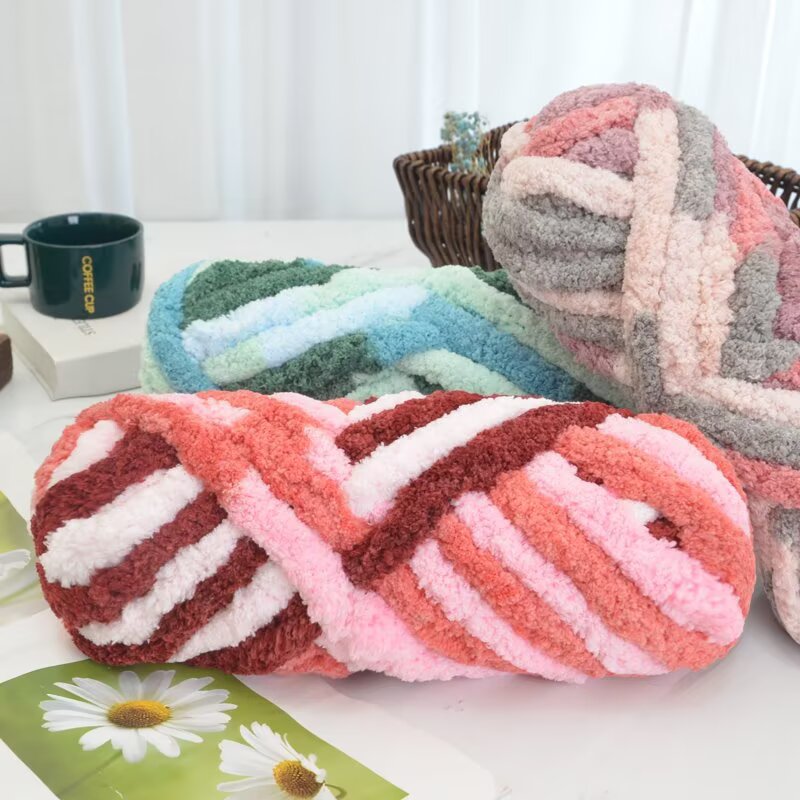 고양이 꼬리실, 매우 두꺼운 아이스 스트립 실, 셔닐  - Woven Scarf Blanket 리뷰 및 가격