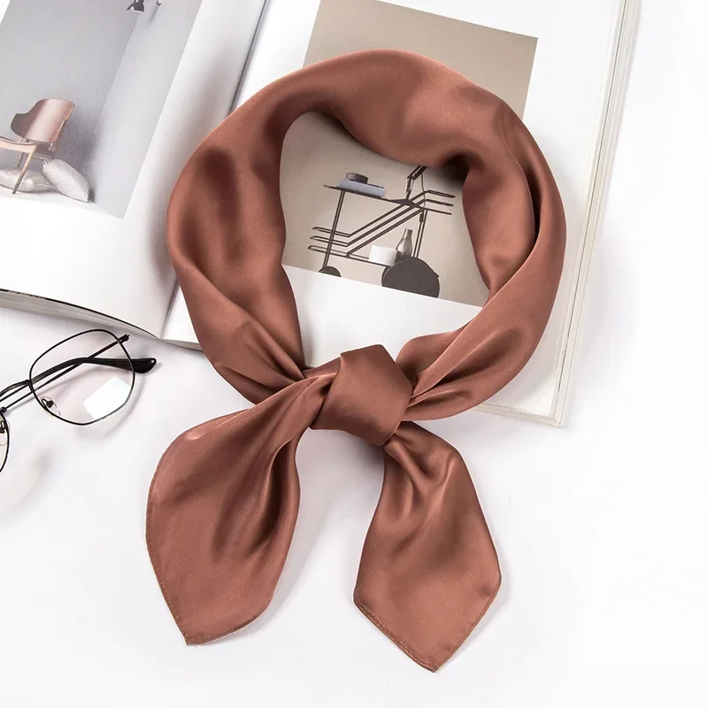 새틴 스카프 여성용 70cm 단색 부드러운 표면 헤드  - Silk Neck Scarf 리뷰 및 가격
