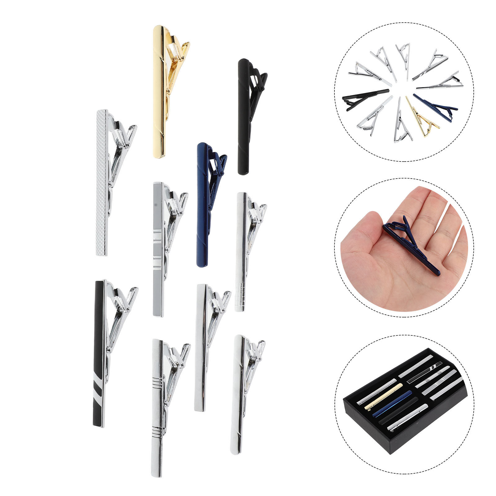 남성용 넥타이 클립 세트 10개입, 비즈니스 넥타이 바 - Tie Bar Set Gift 리뷰 및 가격
