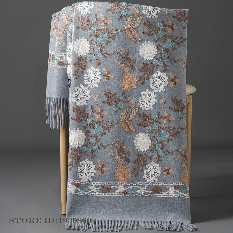 여성용 캐시미어 파시미나 스카프 랩 자수 꽃무늬 롱 숄 - Woven Scarf Blanket 리뷰 및 가격
