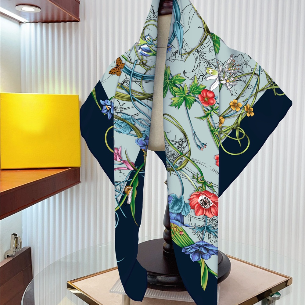 여성용 꽃 프린트 사각 실크 스카프, 에샤르페 실크 폴 - Silk Neck Scarf 리뷰 및 가격
