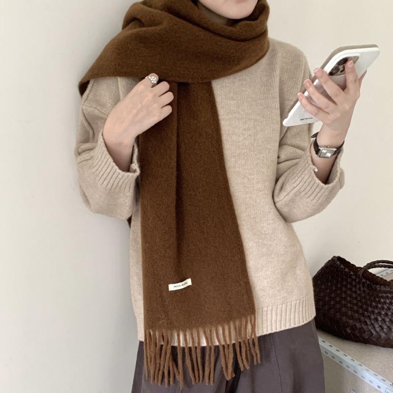 한국 스타일 시크한 솔리드 태슬 스카프 여성 남성 겨울 - Muffler Men Wool 리뷰 및 가격